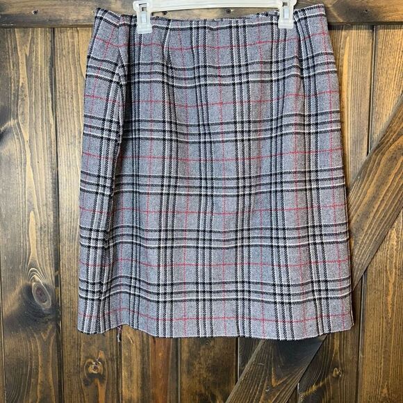VTG Sag Harbor Plaid Faux Wrap Wool Blend Skirt - Picture 2 of 6